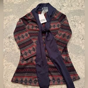 NWT Unique Vintage XS/2 Christmas Holiday Top with Tie Neck